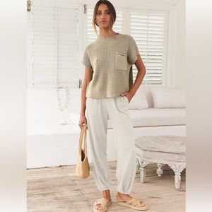 Tan and White Knit Sweater Set